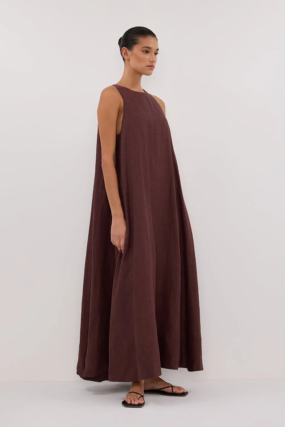 ISABELLE WALNUT LINEN MIDI DRESS sold by Dissh product image thumbnail 3