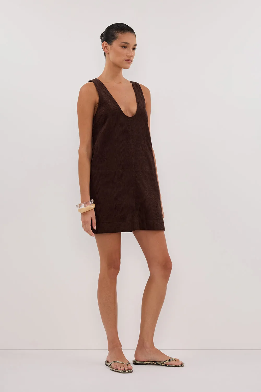 MILA CHOC COTTON CORDUROY MINI DRESS sold by Dissh product image thumbnail 3