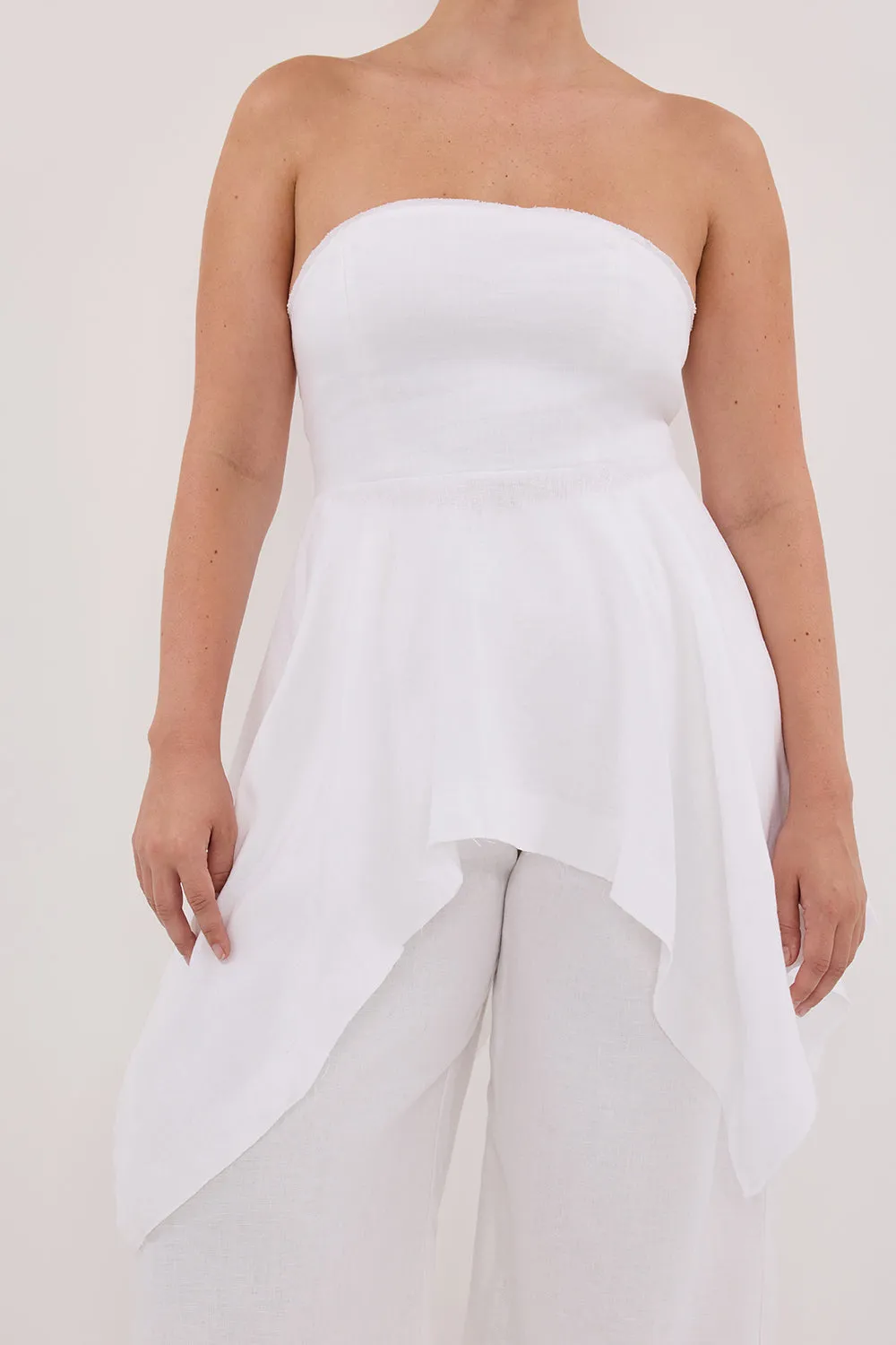 LUNA WHITE LINEN HANDKERCHIEF TOP sold by Dissh product image thumbnail 5