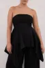LUNA BLACK LINEN HANDKERCHIEF TOP sold by Dissh