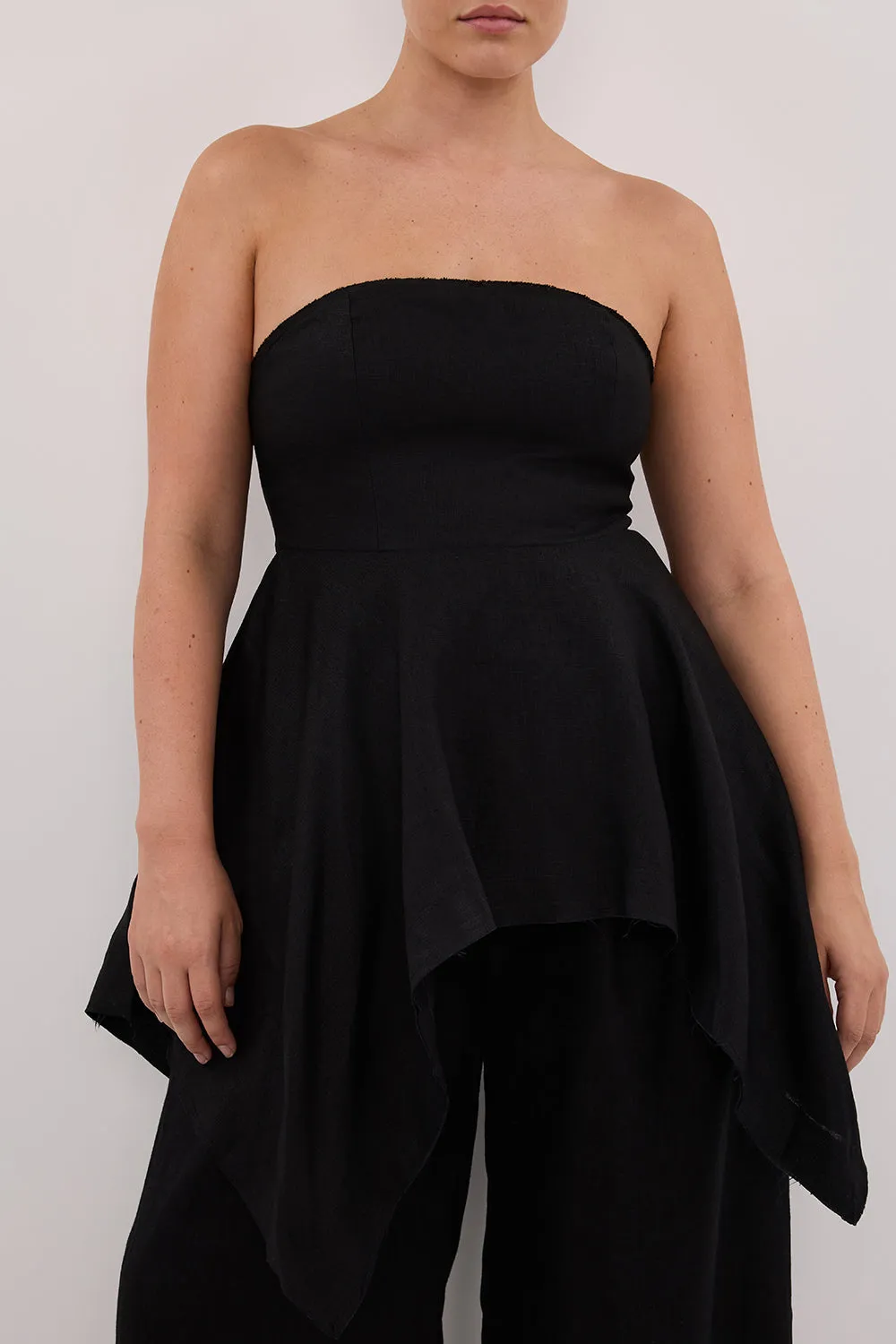 LUNA BLACK LINEN HANDKERCHIEF TOP sold by Dissh product image thumbnail 5