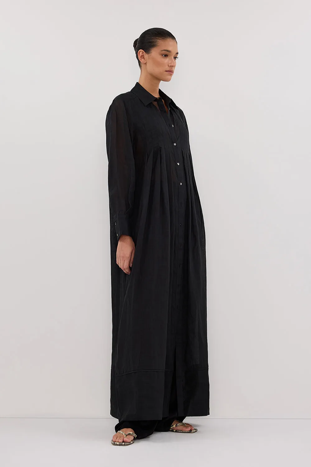 CARMEL BLACK RAMIE SHIRT DRESS sold by Dissh product image thumbnail 3