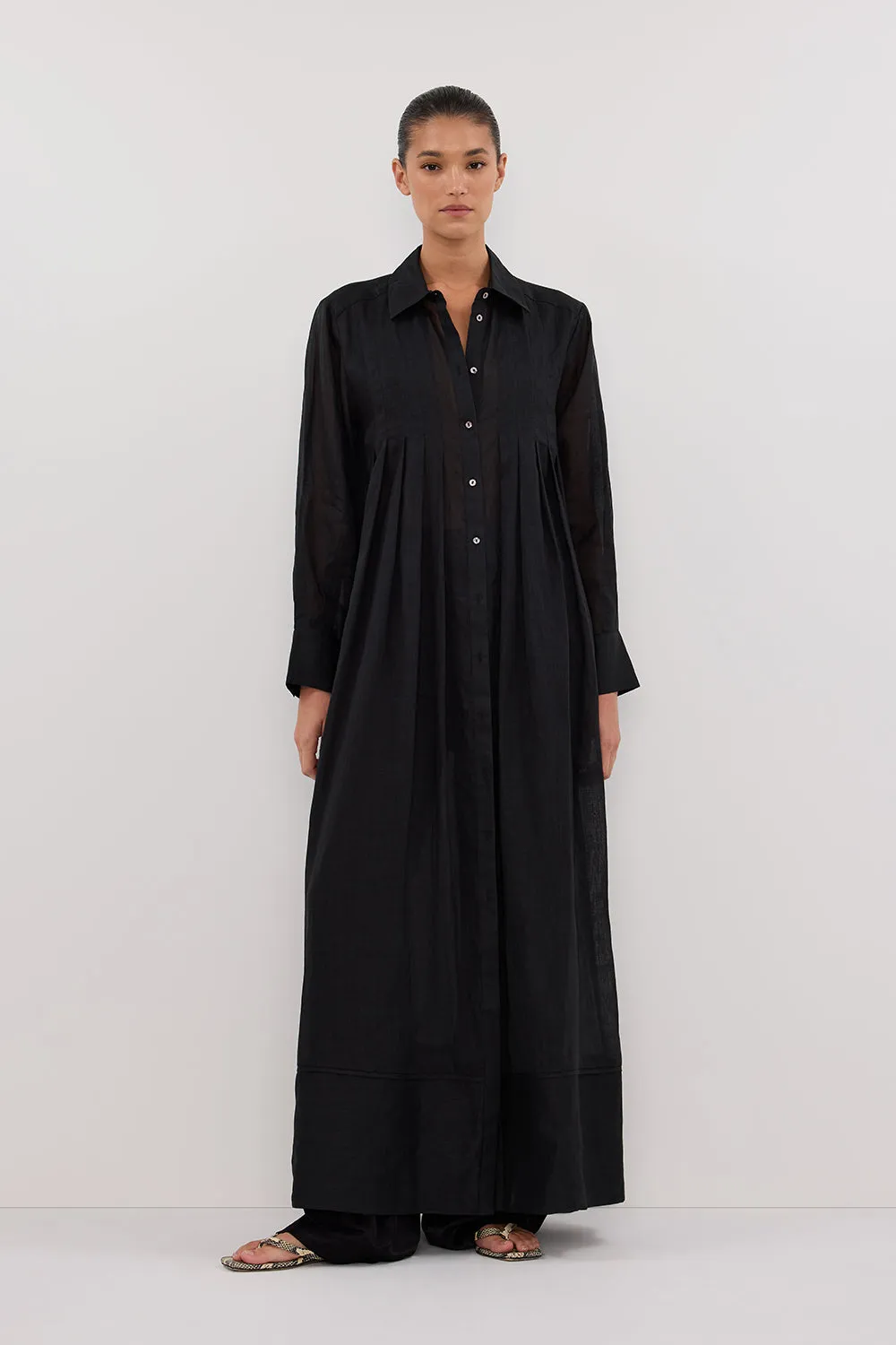 CARMEL BLACK RAMIE SHIRT DRESS sold by Dissh