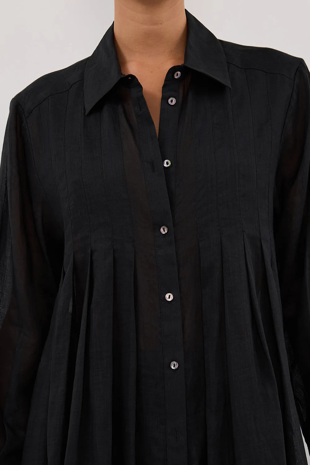 CARMEL BLACK RAMIE SHIRT DRESS sold by Dissh product image thumbnail 5
