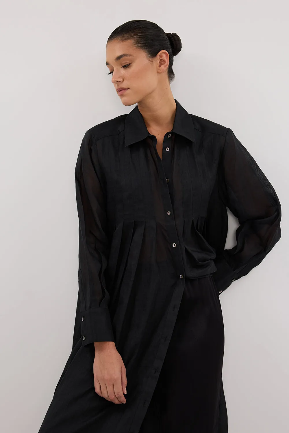 CARMEL BLACK RAMIE SHIRT DRESS sold by Dissh product image thumbnail 2