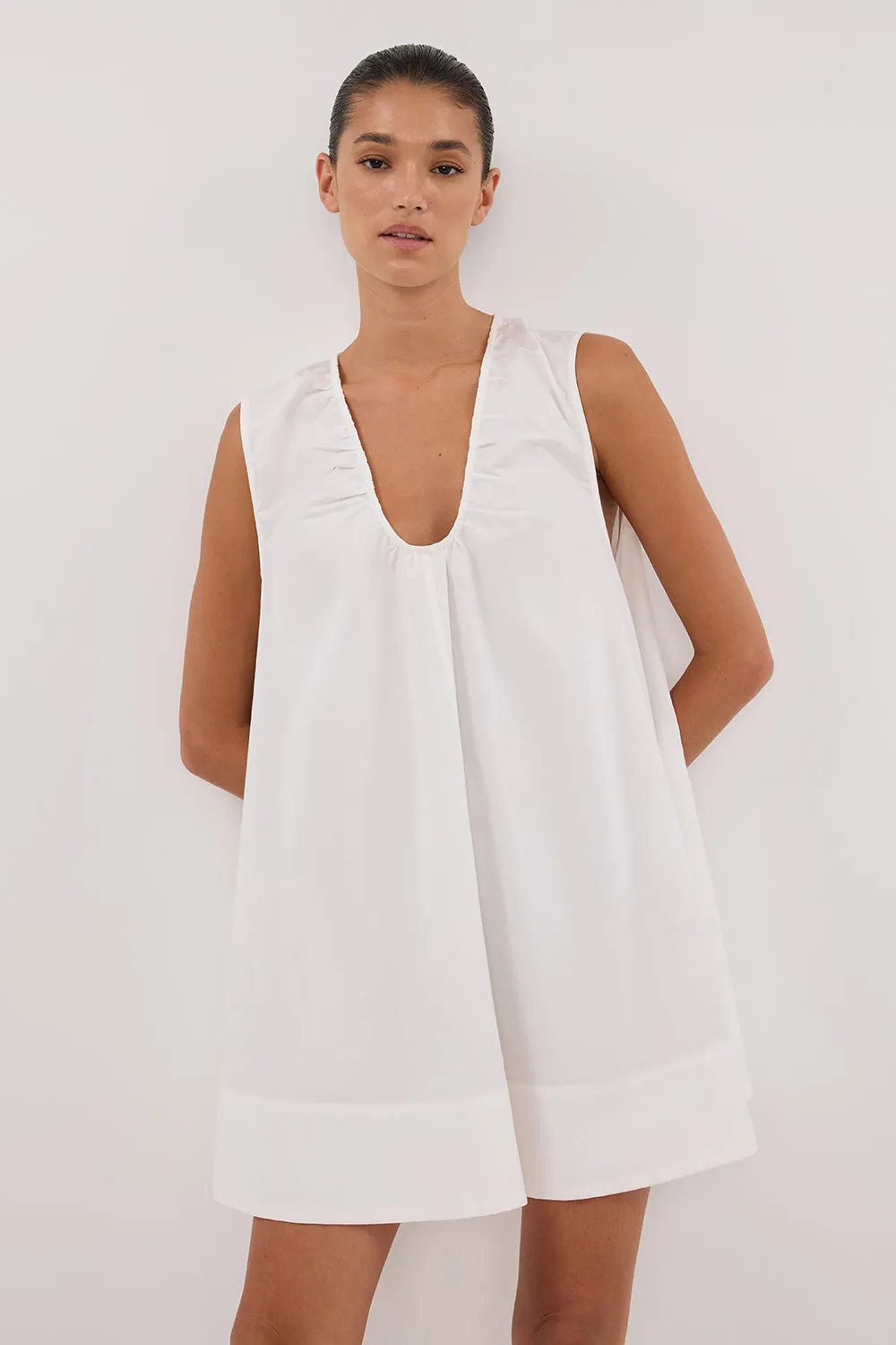 GABBY WHITE OVERSIZED COTTON MINI DRESS sold by Dissh product image thumbnail 2