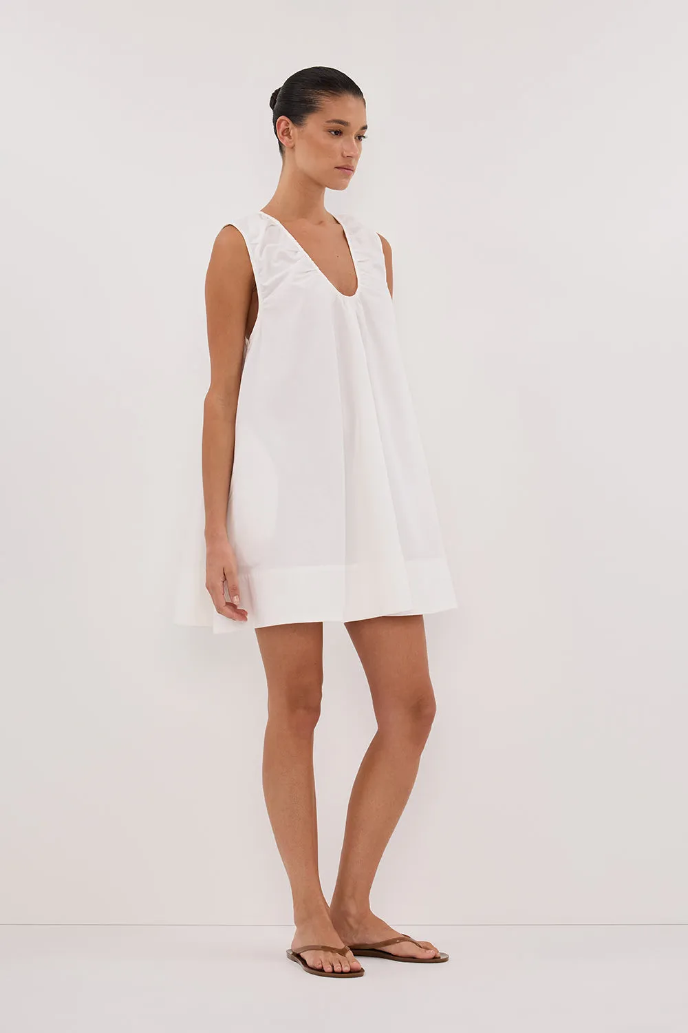 GABBY WHITE OVERSIZED COTTON MINI DRESS sold by Dissh product image thumbnail 3