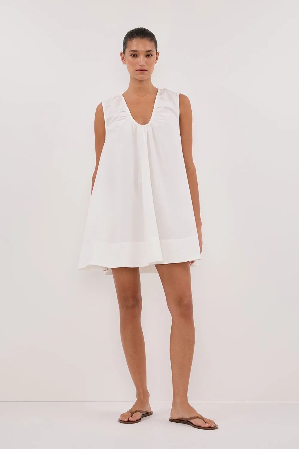 GABBY WHITE OVERSIZED COTTON MINI DRESS sold by Dissh