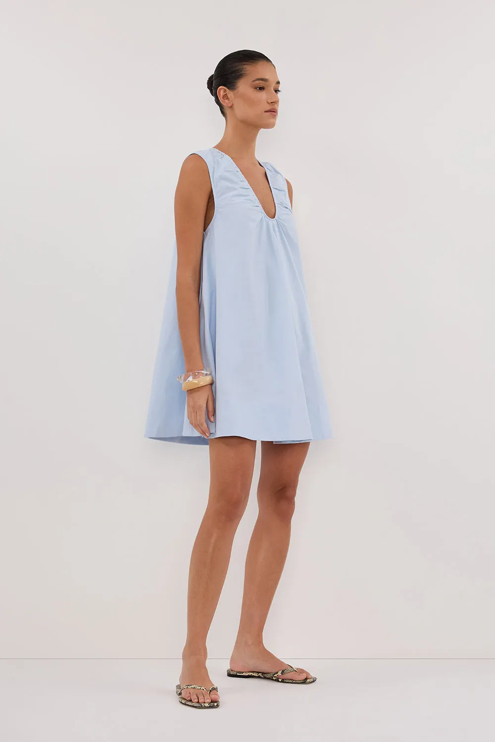 GABBY CORNFLOWER OVERSIZED COTTON MINI DRESS sold by Dissh product image thumbnail 3