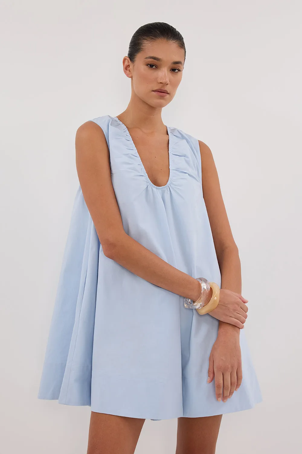 GABBY CORNFLOWER OVERSIZED COTTON MINI DRESS sold by Dissh