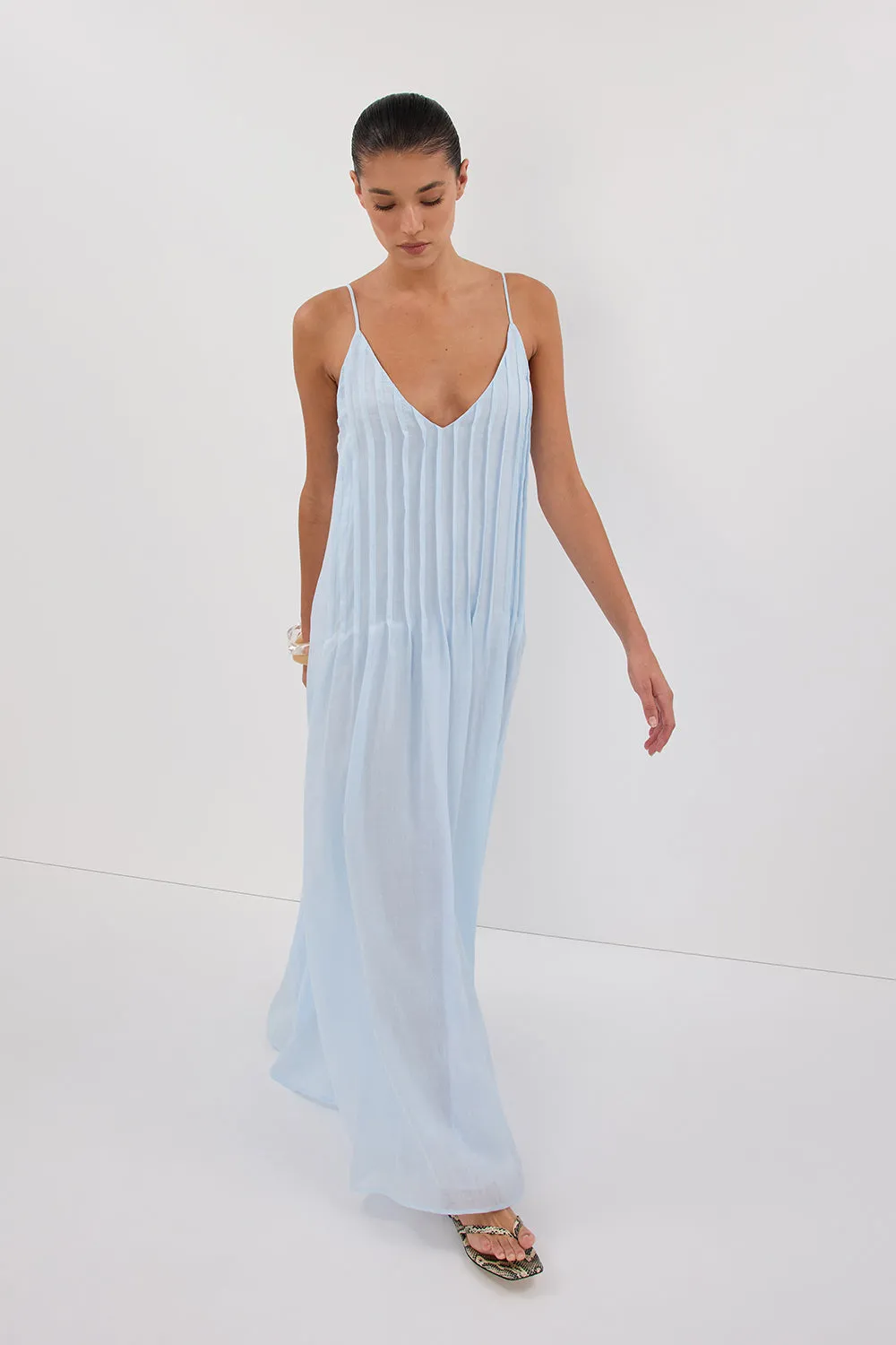 TAHLIA CORNFLOWER RAMIE MIDI DRESS sold by Dissh