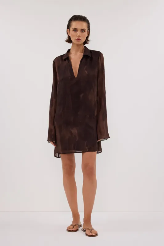 WILLOW CHOC LONG SLEEVE MINI DRESS sold by Dissh