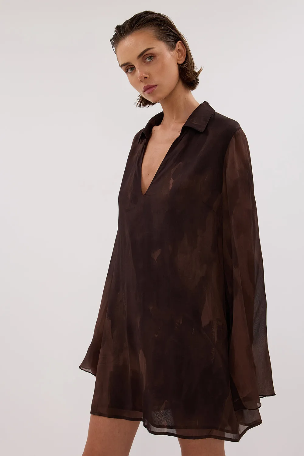 WILLOW CHOC LONG SLEEVE MINI DRESS sold by Dissh product image thumbnail 2