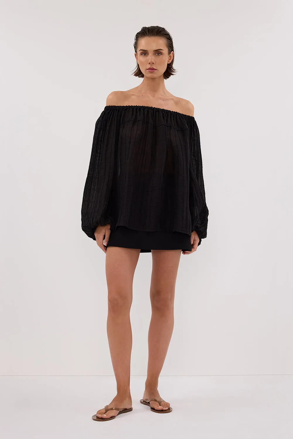 TAHITI BLACK LONG SLEEVE TOP sold by Dissh