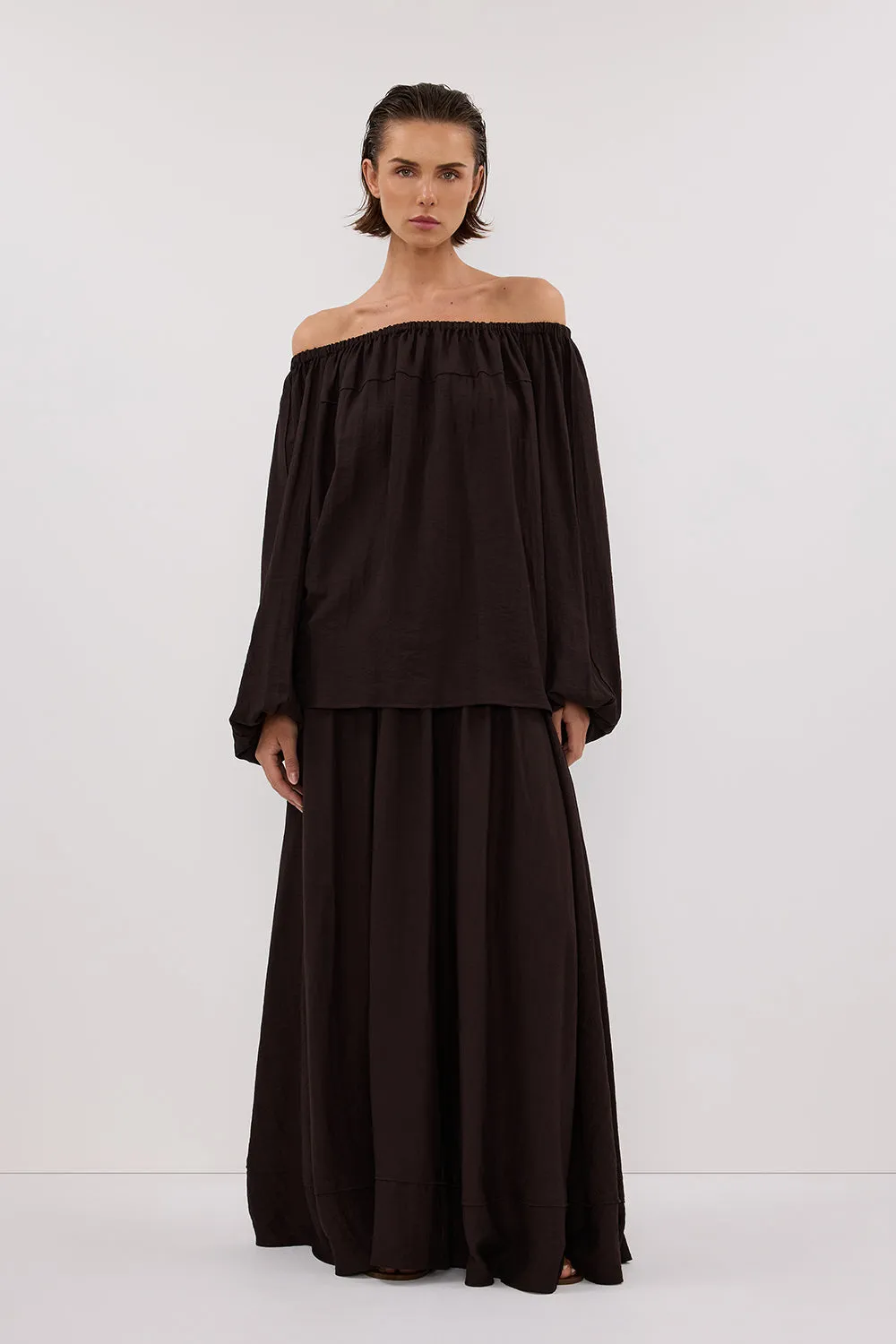 SHANIYA BITTER CHOC LONG SLEEVE TOP sold by Dissh