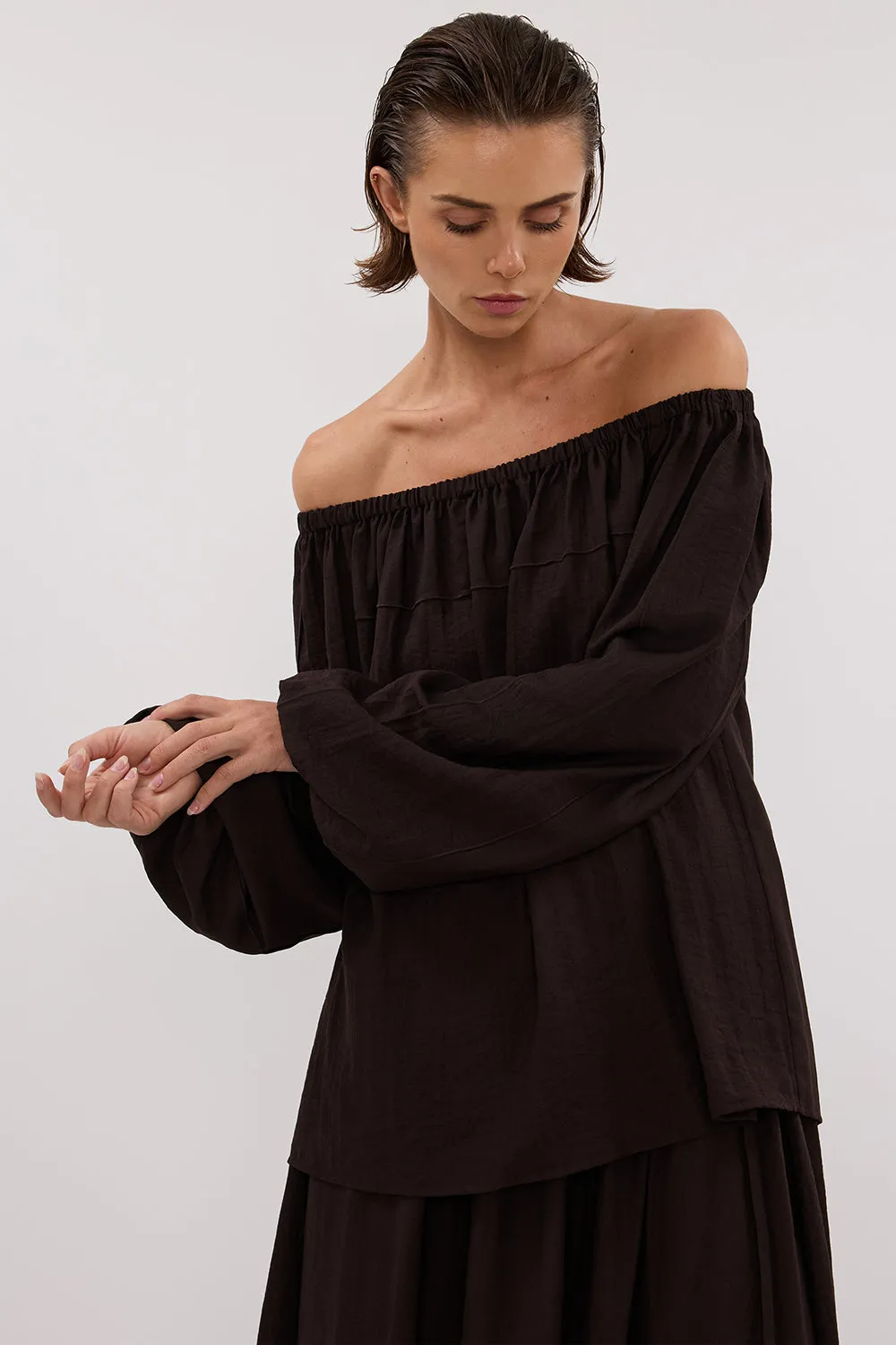 SHANIYA BITTER CHOC LONG SLEEVE TOP sold by Dissh product image thumbnail 2