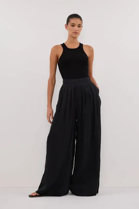 CARMEL BLACK RAMIE PANT sold by Dissh