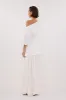 ESME WHITE ASYM BOAT NECK TEE sold by Dissh