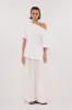 ESME WHITE ASYM BOAT NECK TEE sold by Dissh