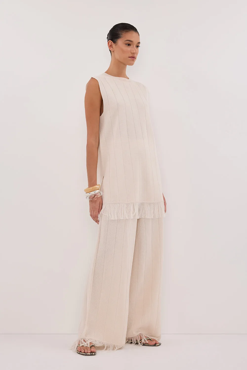 ARIA CREAM FRINGED TUNIC TOP sold by Dissh product image thumbnail 3