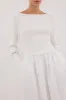 ABIGAIL WHITE HYBRID LONG SLEEVE MIDI DRESS sold by Dissh