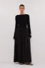 ABIGAIL BLACK HYBRID LONG SLEEVE MIDI DRESS sold by Dissh