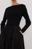 ABIGAIL BLACK HYBRID LONG SLEEVE MIDI DRESS sold by Dissh