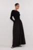 ABIGAIL BLACK HYBRID LONG SLEEVE MIDI DRESS sold by Dissh