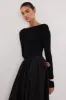 ABIGAIL BLACK HYBRID LONG SLEEVE MIDI DRESS sold by Dissh