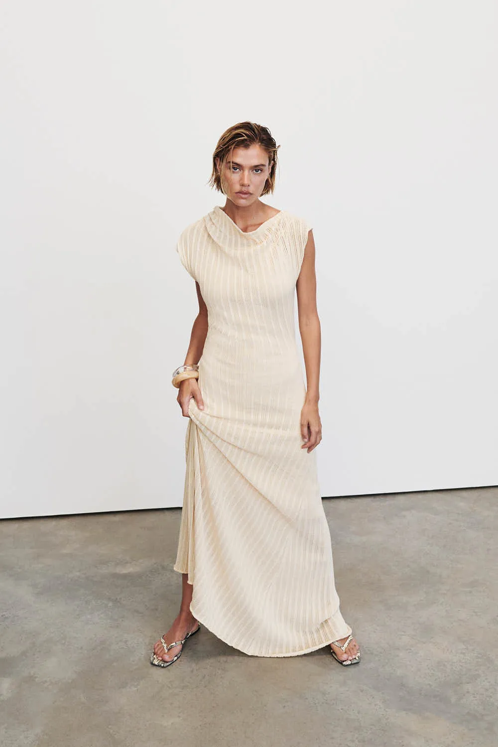 BOWIE NATURAL KNIT MAXI DRESS sold by Dissh