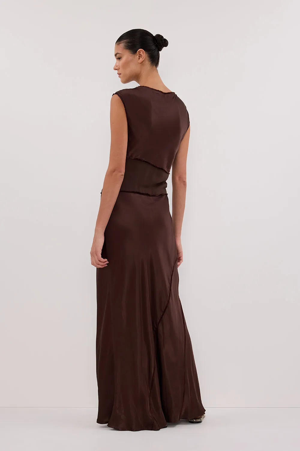 MONICA BITTER CHOCOLATE SATIN MIDI DRESS sold by Dissh product image thumbnail 4