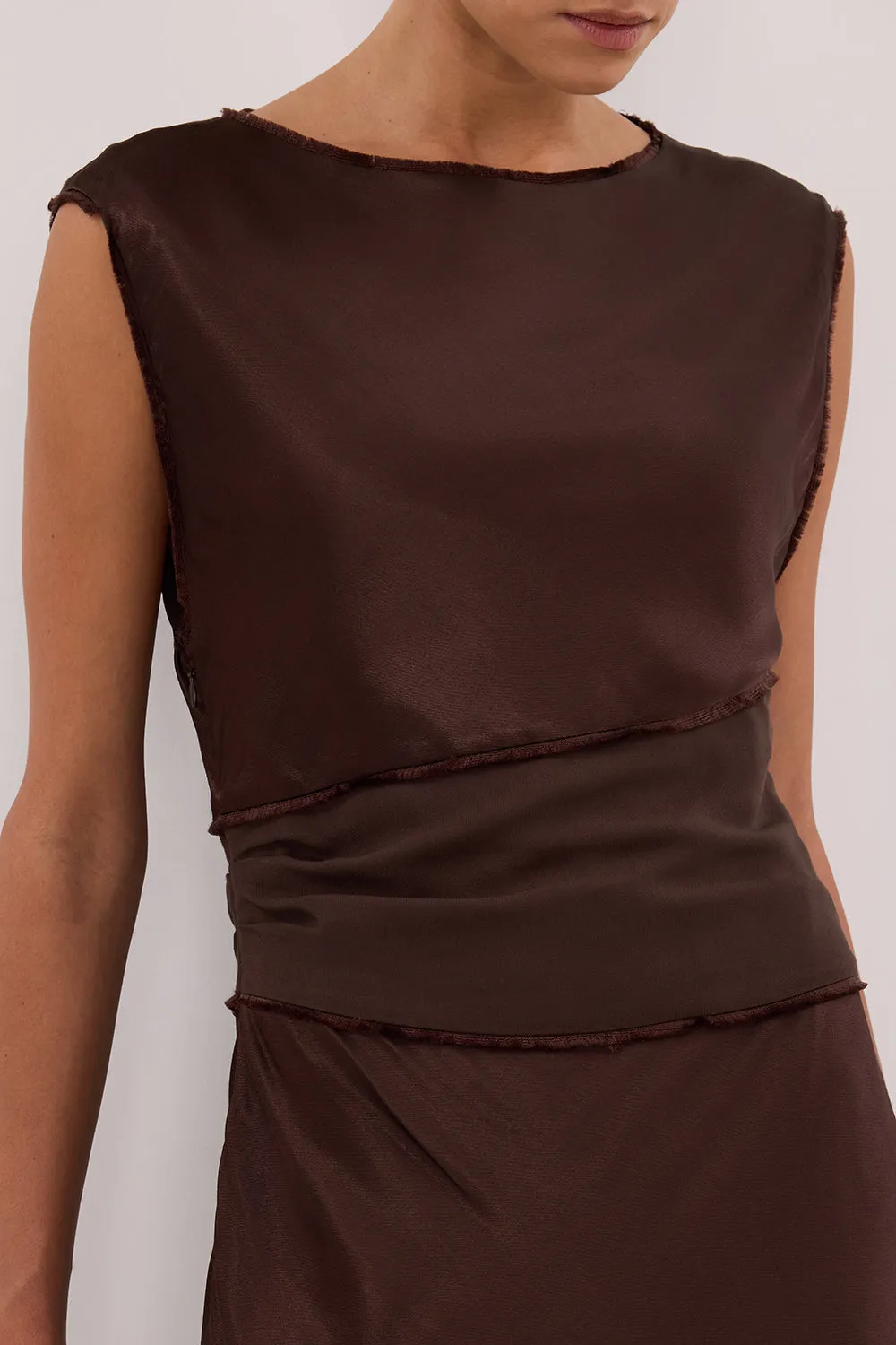 MONICA BITTER CHOCOLATE SATIN MIDI DRESS sold by Dissh product image thumbnail 5