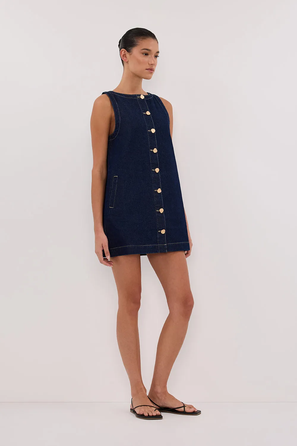 SHERI INDIGO DENIM MINI DRESS sold by Dissh product image thumbnail 3