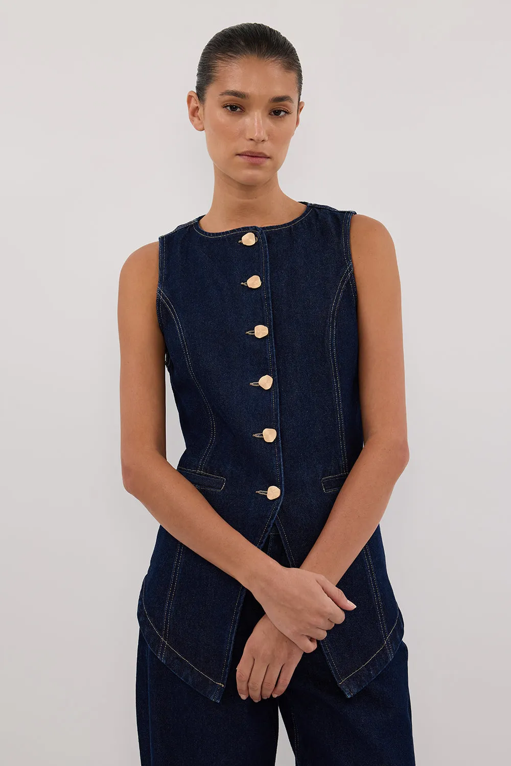 OLLY INDIGO DENIM VEST sold by Dissh product image thumbnail 2