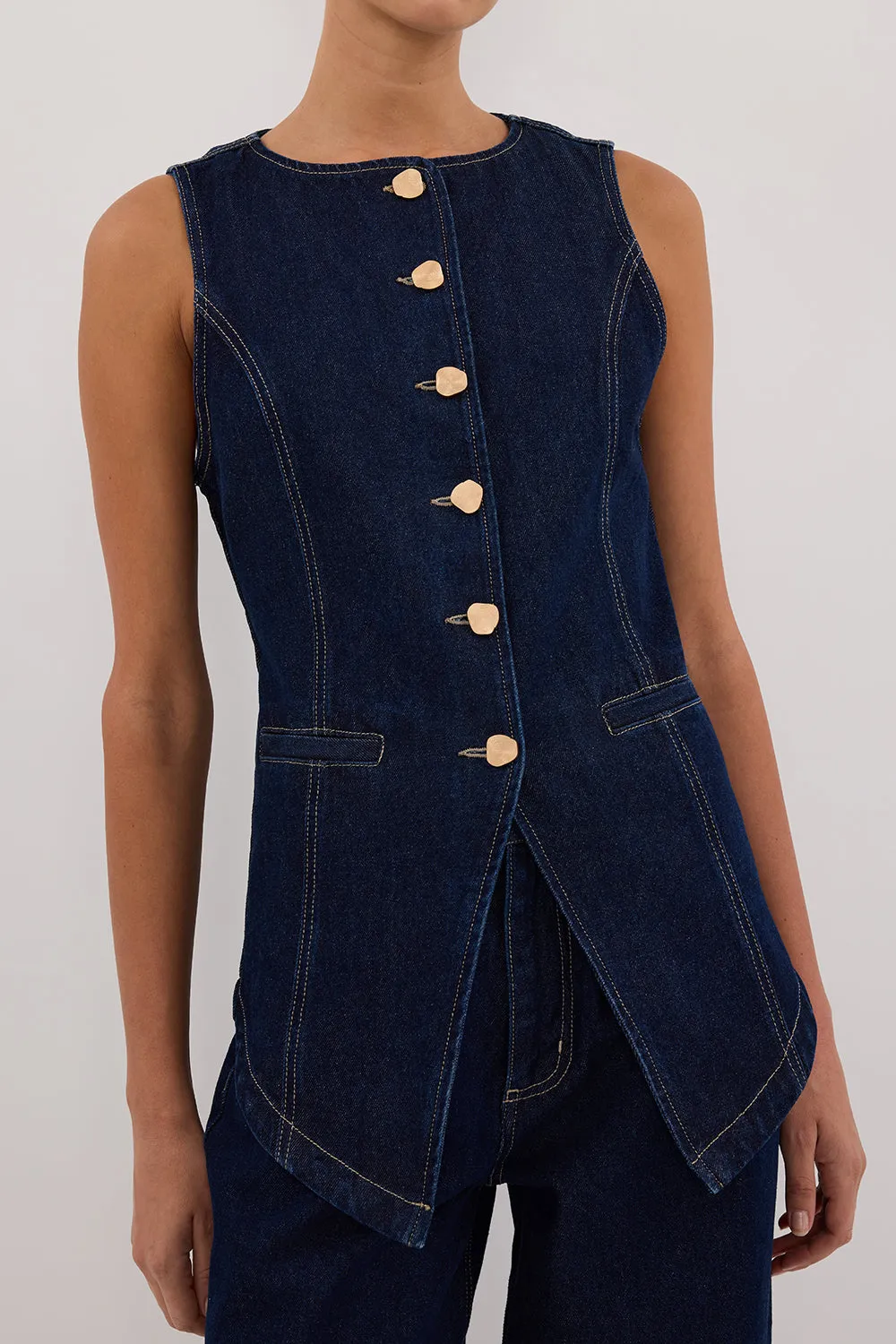 OLLY INDIGO DENIM VEST sold by Dissh product image thumbnail 5
