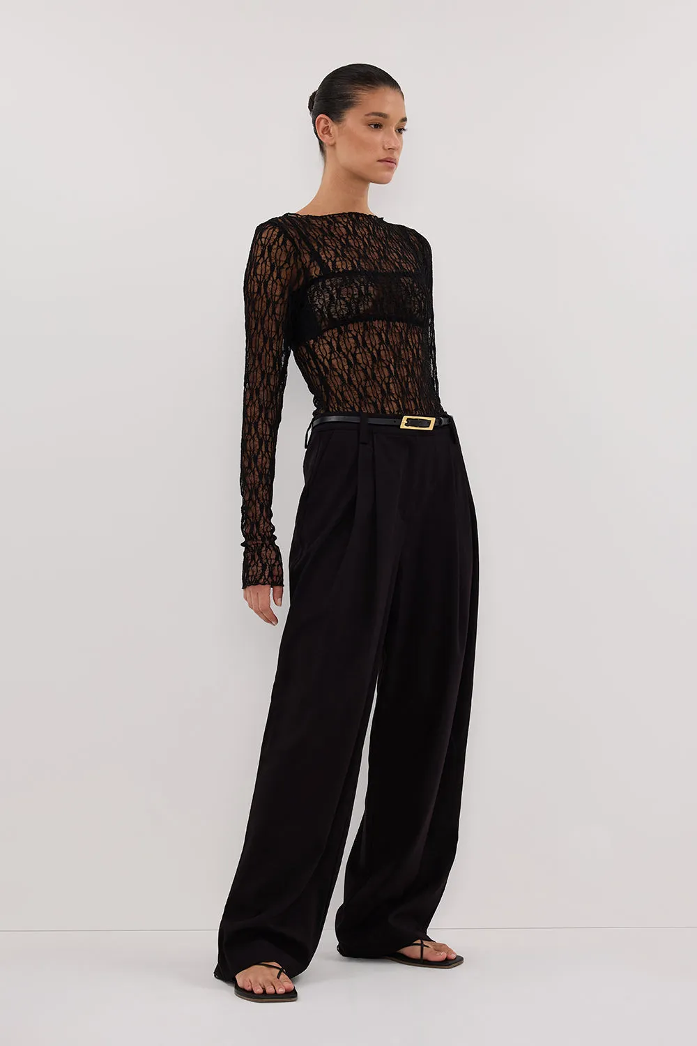 LIZZIE BLACK LACE LONG SLEEVE TOP sold by Dissh product image thumbnail 3