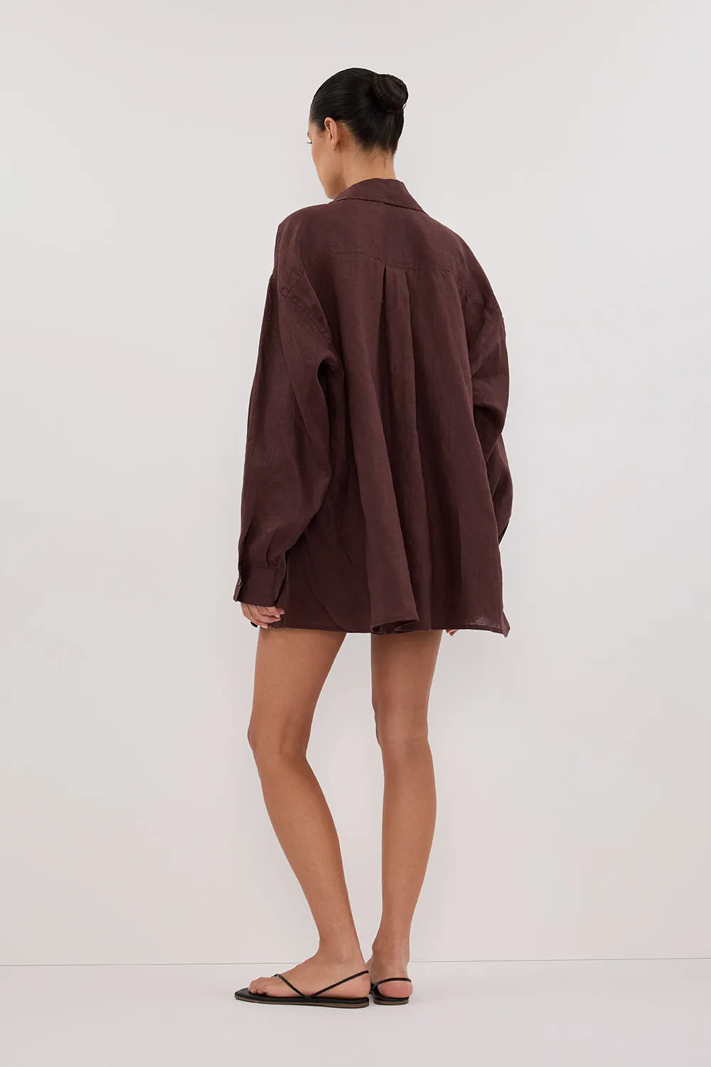 LUNE WALNUT OVERSIZED LINEN SHIRT sold by Dissh product image thumbnail 4