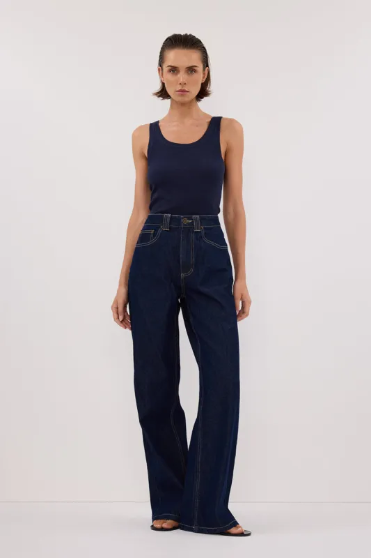 LEE NAVY KNIT TANK sold by Dissh