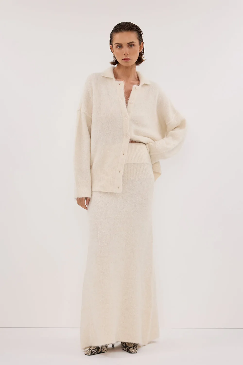 SALMA IVORY KNIT MAXI SKIRT sold by Dissh