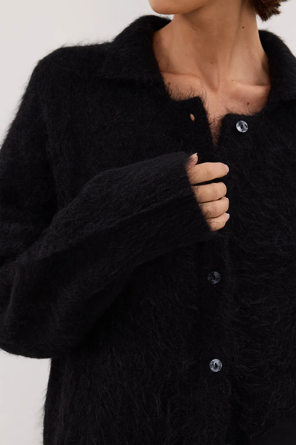 SALMA BLACK POLO NECK KNIT CARDIGAN sold by Dissh product image thumbnail 5