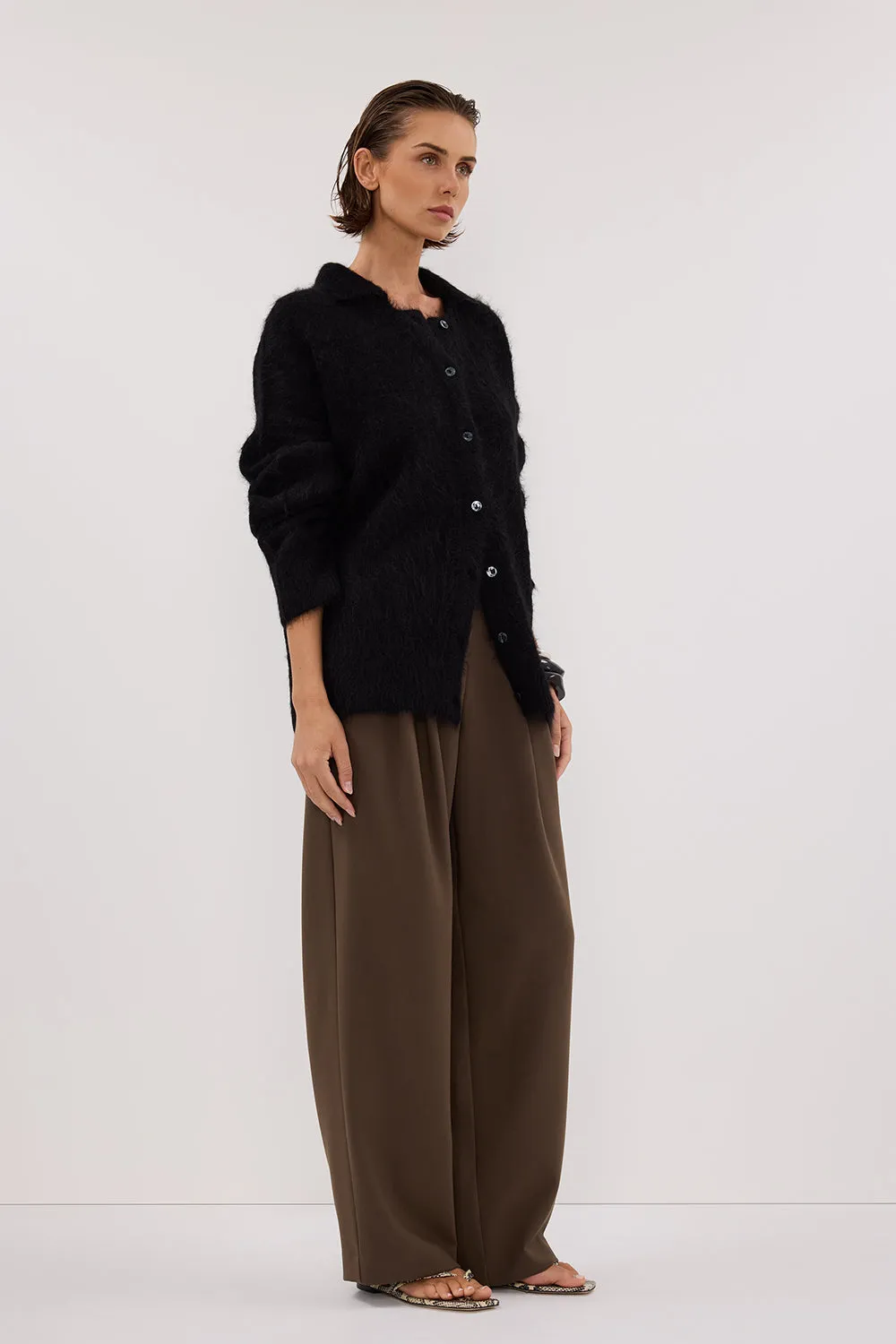 SALMA BLACK POLO NECK KNIT CARDIGAN sold by Dissh product image thumbnail 3