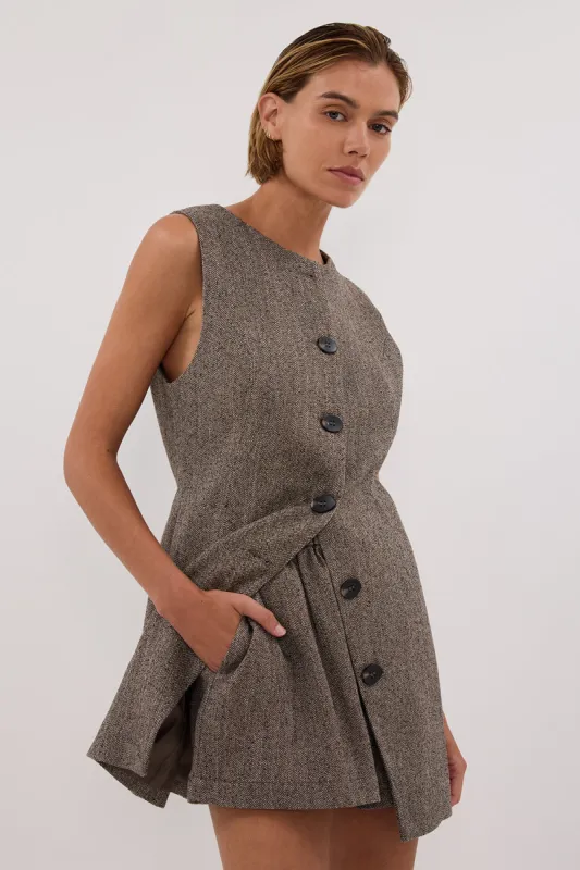 FRANKIE CHOC TWEED ELASTIC SHORT sold by Dissh