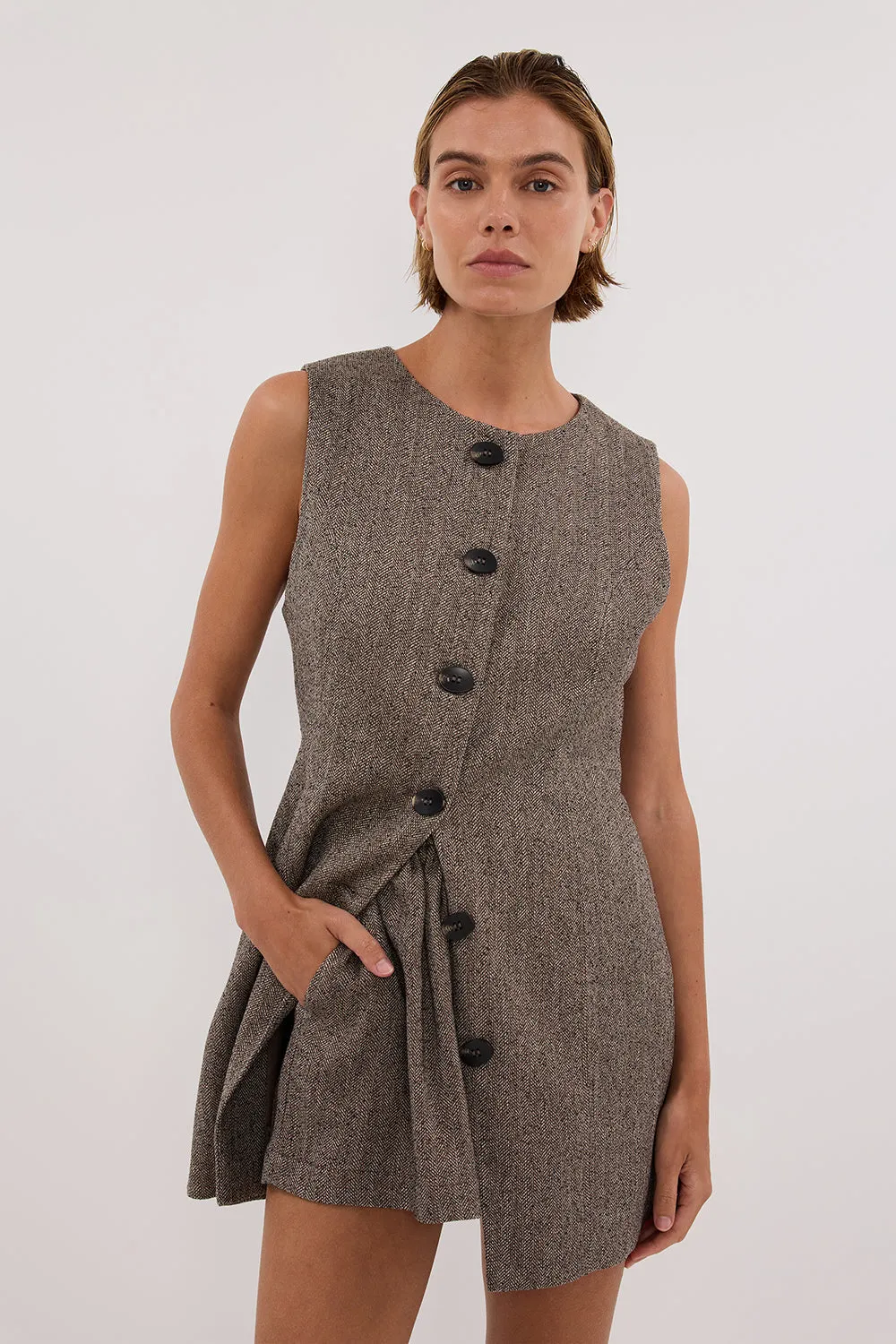 FRANKIE CHOC TWEED TUNIC VEST sold by Dissh product image thumbnail 2