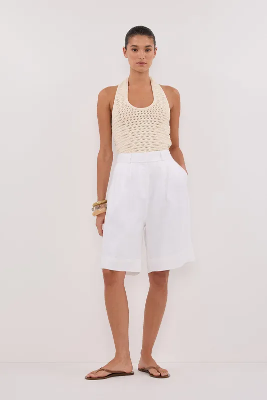 GINA CREAM HALTER CROCHET TOP sold by Dissh