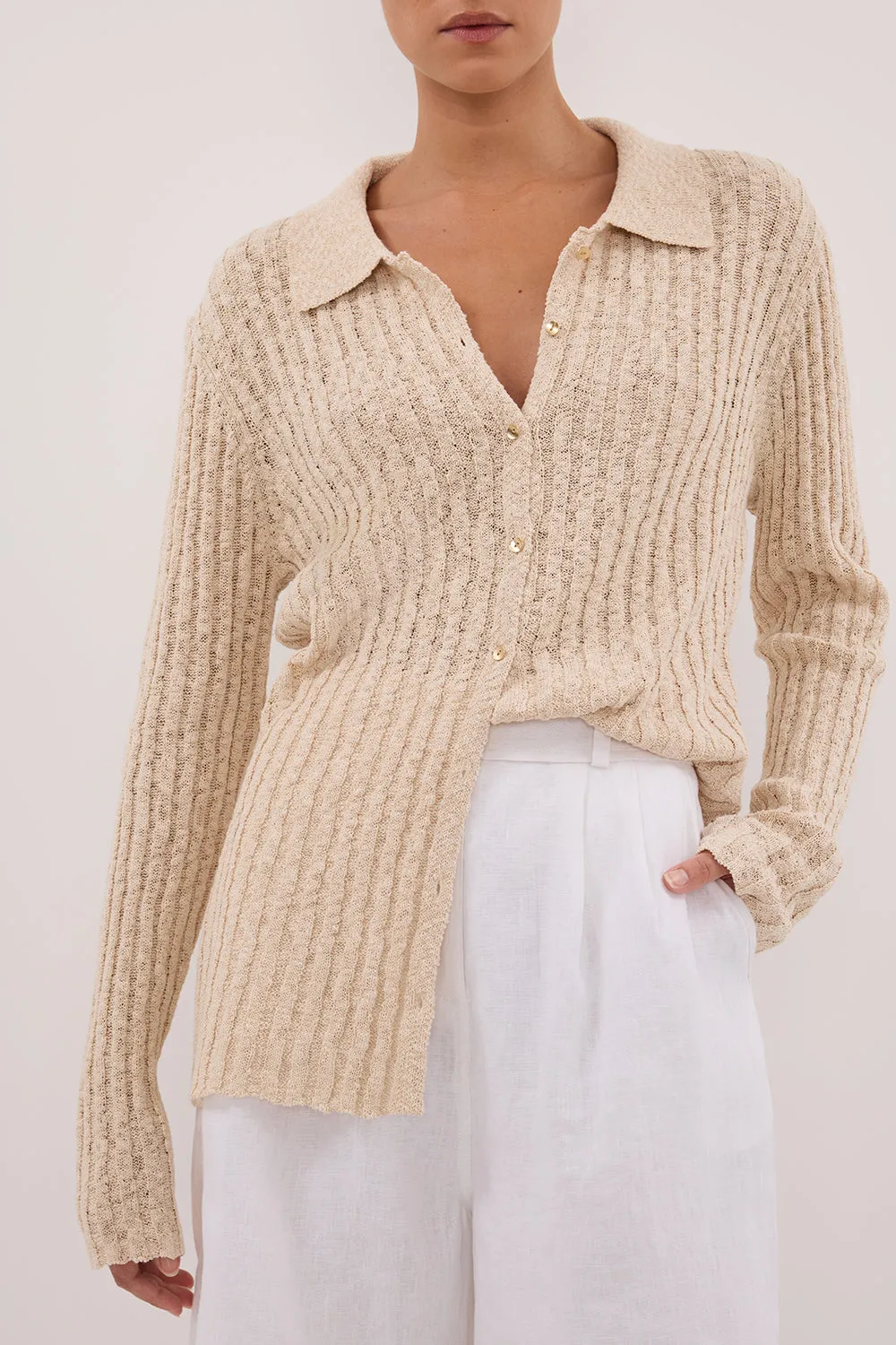 LEN NATURAL LONG SLEEVE KNIT TOP sold by Dissh product image thumbnail 5