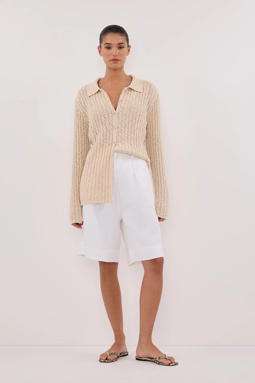 LEN NATURAL LONG SLEEVE KNIT TOP sold by Dissh