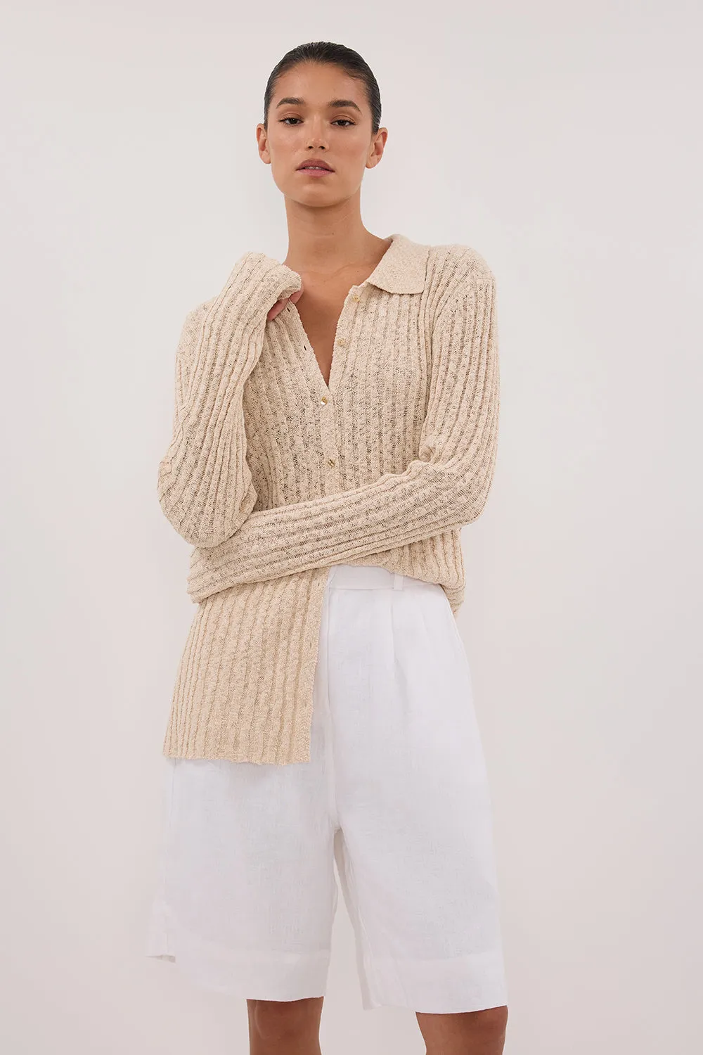 LEN NATURAL LONG SLEEVE KNIT TOP sold by Dissh product image thumbnail 2