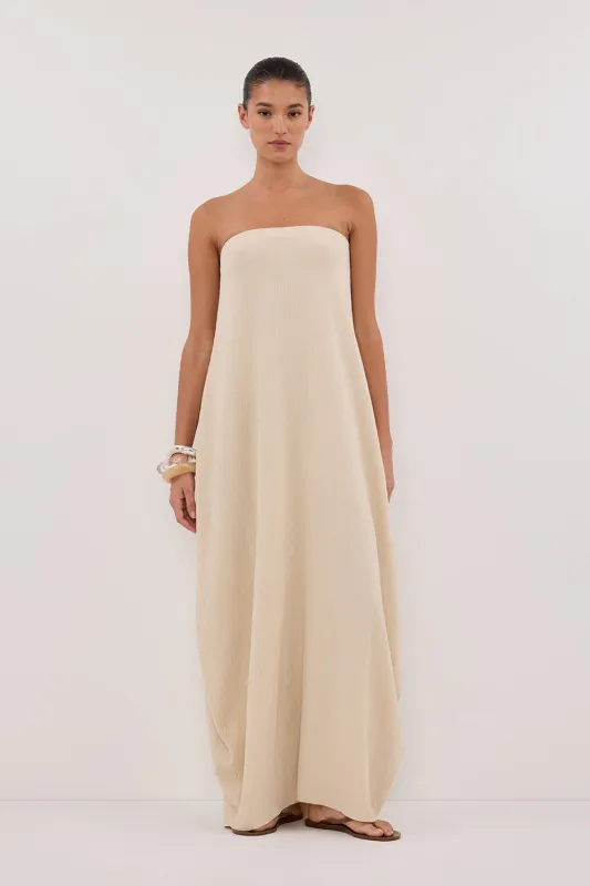 ALIAS NATURAL TEXTURED KNIT STRAPLESS MIDI DRESS sold by Dissh