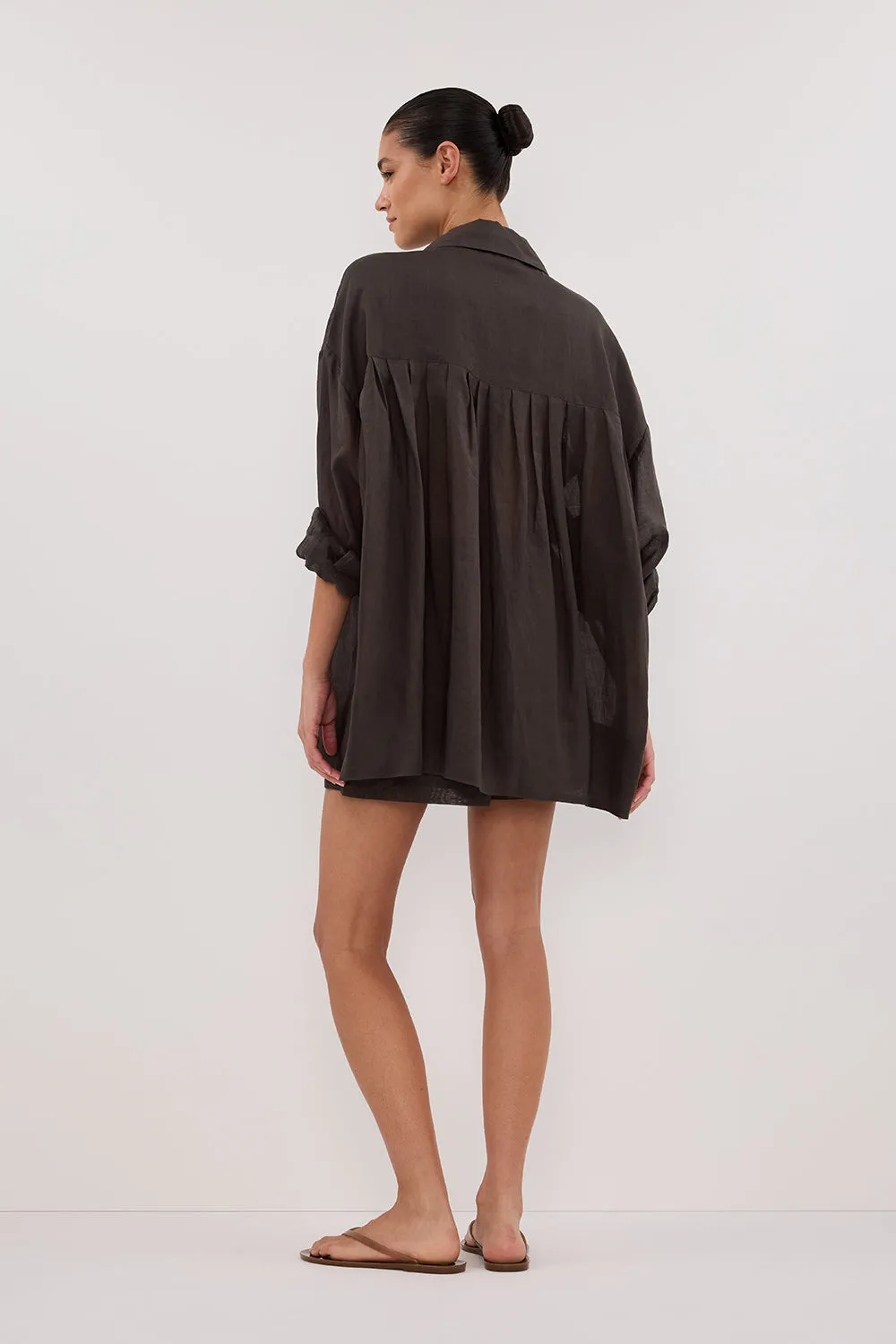 KAI PETROL OVERSIZED RAMIE LONG SLEEVE SHIRT sold by Dissh product image thumbnail 4