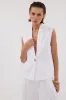 SELAH WHITE LINEN SLEEVELESS VEST sold by Dissh